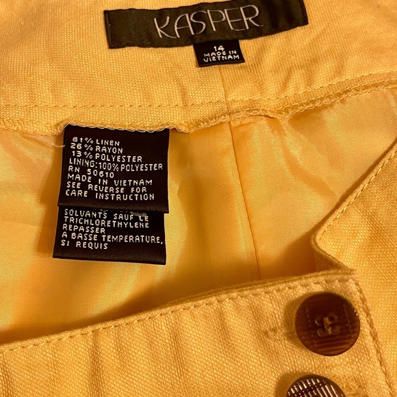 Kasper Yellow Linen Blend Pants - Picture 4 of 6